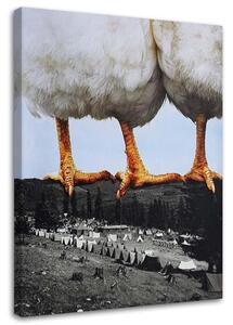 Gario Vászonkép Hegyeken álló tyúkok - Lili Chartrand Méret: 40 x 60 cm