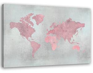 Gario Vászonkép A kontinensek rózsaszín térképe - Andrea Haase Méret: 60 x 40 cm