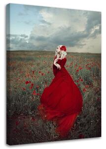 Gario Vászonkép Gótikus hölgy piros ruhában - Maryna Khomenko Méret: 40 x 60 cm