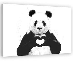 Gario Vászonkép Panda szívvel - Rykker Méret: 60 x 40 cm