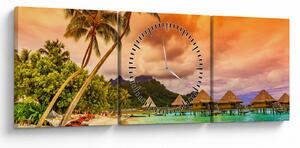 Kép - Bora Bora szigete (órával) (90x30 cm)