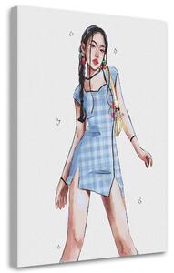 Gario Vászonkép Kék kockás ruha - Vivian Lihonde Méret: 40 x 60 cm