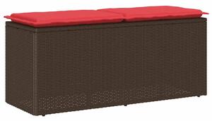 Barna polyrattan kerti pad párnával 110x40x44 cm