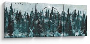 Kép - Állatok az erdőben (órával) (90x30 cm)