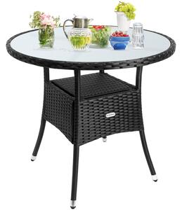 Deuba Rattan asztal Ø80 cm - fekete