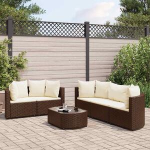 6 részes barna polyrattan kerti ülőgarnitúra párnával