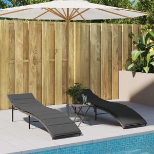 VidaXL szürke polyrattan napozóágy párnával 55x199x50 cm