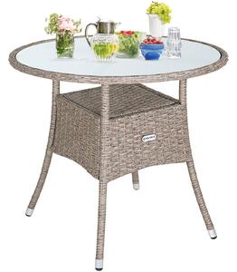 Deuba Rattan asztal Ø80 cm - krém