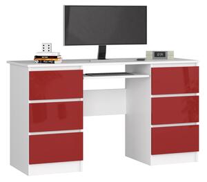 ASTRIT íróasztal, 135x77x50, fehér/piros