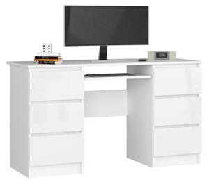 A-11 íróasztal, 135x77x50, fehér/magasfényű fehér