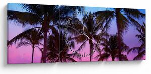 Kép - Pálmafák Miamiban (órával) (90x30 cm)