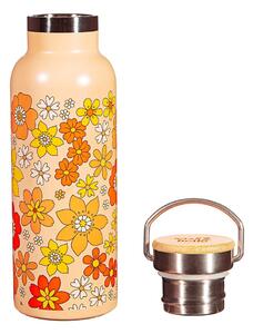 Narancssárga rozsdamentes acél gyerek ivópalack 500 ml 70s Floral - Sass & Belle