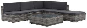 6 részes szürke polyrattan kerti ülőgarnitúra párnákkal