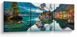 Kép - Lake Hintersee, Bajor - Alpok, Ausztria (órával) (90x30 cm)