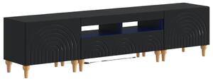 3 darabos LED TV szekrény Fekete Szerelt Fa
