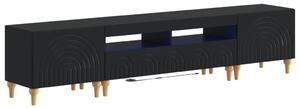 3 darabos LED TV szekrény Fekete Szerelt Fa