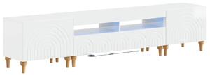 3 darabos LED TV szekrény Magasfényű Fehér Szerelt Fa