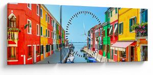 Kép - Burano sziget, Velence, Olaszország (órával) (90x30 cm)