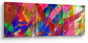 Kép - Színes absztrakció (órával) (90x30 cm)
