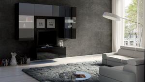 CHEMUNG 10 nappali fal LED fehér világítással - fekete / fényes fekete
