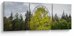 Egy zöld fa képe a mező közepén (órával) (90x30 cm)
