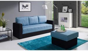 CHEMUNG kanapé tárolóhellyel és zsámollyal - fekete / kék