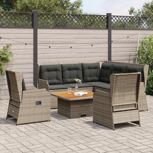 5 részes szürke polyrattan kerti ülőgarnitúra párnákkal
