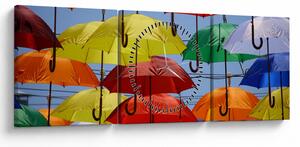 Színes esernyők képe (órával) (90x30 cm)