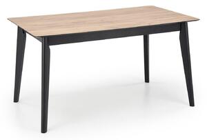 Asztal Houston 1716, Wotan tölgy, Fekete, 75x80x140cm, Hosszabbíthatóság, Fa, Laminált forgácslap