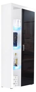 ITABUNA polcos szekrény kék LED világítással - fehér / fényes fekete