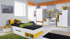 HARKA 4 gyermekszobabútor 90x200-as ággyal - fehér / sárga