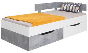 MUONIO ágy diákszobába 120x200 - beton / fehér