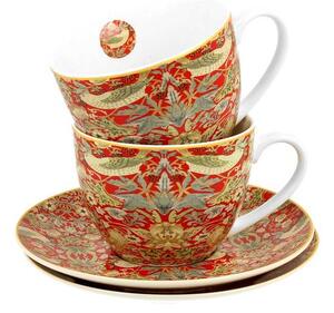 Porcelán csésze szett - 280ml - William Morris: Strawberry Thief Red