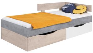 MUONIO ágy diákszobába 120x200 - tölgy / beton / fehér