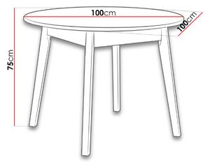 AMES 3 kerek étkezőasztal 100 cm - fehér / fekete