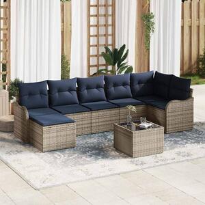 Kerti Kanapé Szett párnával 8 pcs Szürke Poli rattan