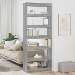 Könyvespolc 6 szintes 80 x 30 x 198 cm Szerelt Fa Szürke Sonoma