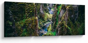 Kép - Folyó a sziklás völgyben (órával) (90x30 cm)