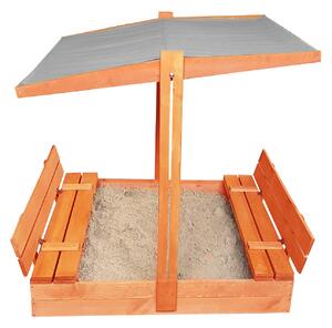 SW POKKY II fa gyerek homokozó paddal és árnyékoló tetővel 120x120 cm