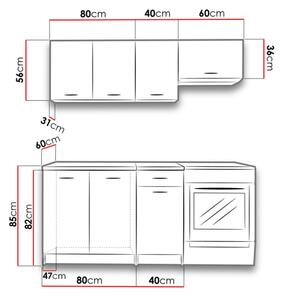 MILLA konyhabútor szett 120/180 cm - fehér / bézs