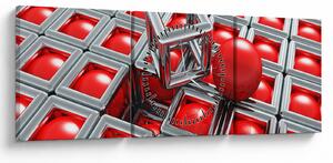 Kép - 3D fémes absztrakció (órával) (90x30 cm)