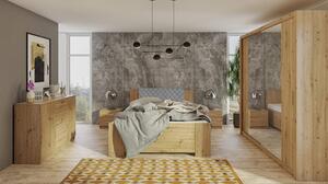 CORTLAND 4 ágy 160x200 - artisan tölgy / szürke ökobőr