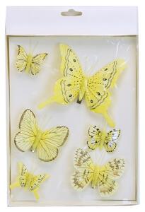 Sárga pillangók készlet csipesszel, 6 db, mixméretek