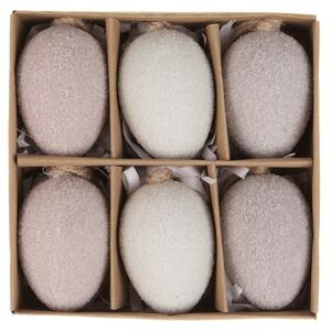 Akasztható mű húsvéti tojás szett szürke, 6 db