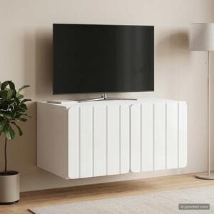 Fali TV szekrény 59,5 x 41 x 30 cm Magasfényű Fehér Szerelt Fa