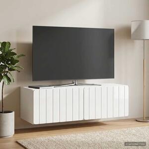 Fali TV szekrény 98 x 41 x 30 cm Magasfényű Fehér Szerelt Fa