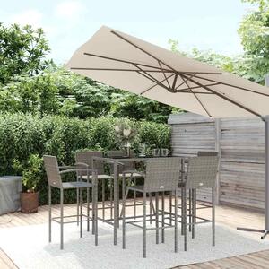 7 részes szürke polyrattan kerti bárszett