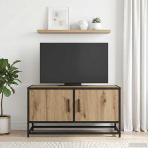 TV szekrény 80 x 34,5 x 40 cm Kézműves Tölgy Szerelt Fa