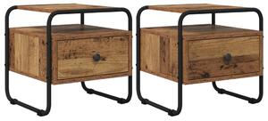 Éjjeliszekrény 2 db Antik Fa 40 x 39,5 x 40 cm Szerelt Fa