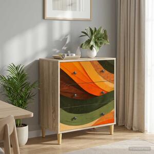 Fiókos szekrény BONN Retro hullám nyomás 66 x 36,5 x 75 cm